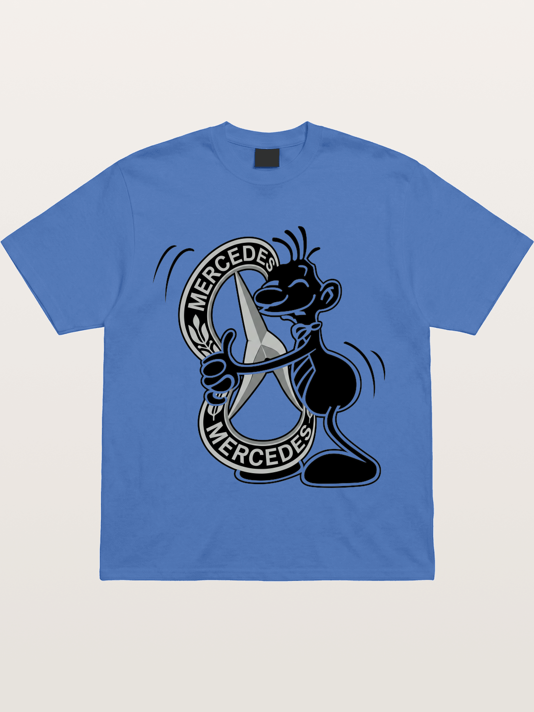 Character Holding Mercedes Emblem Gildan T-shirt