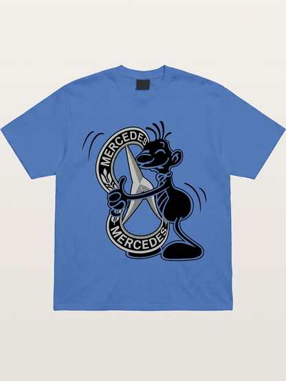 Character Holding Mercedes Emblem Gildan T-shirt