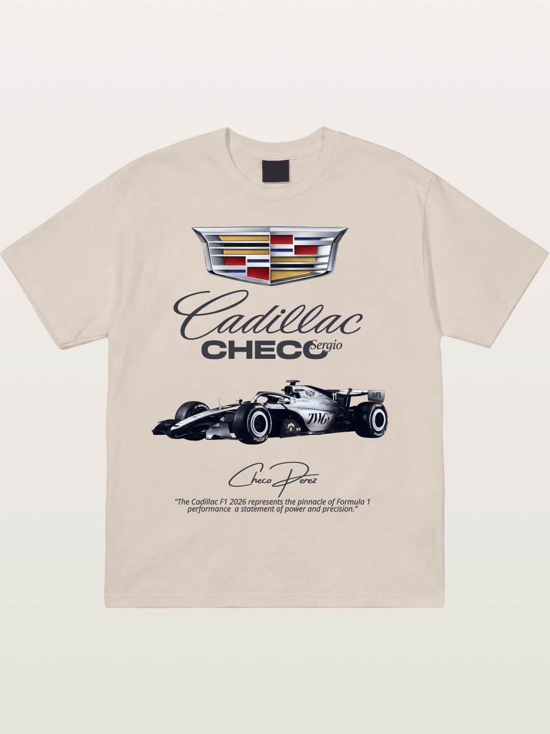 Checo Perez Cadillac F1 Print Cotton T-shirt