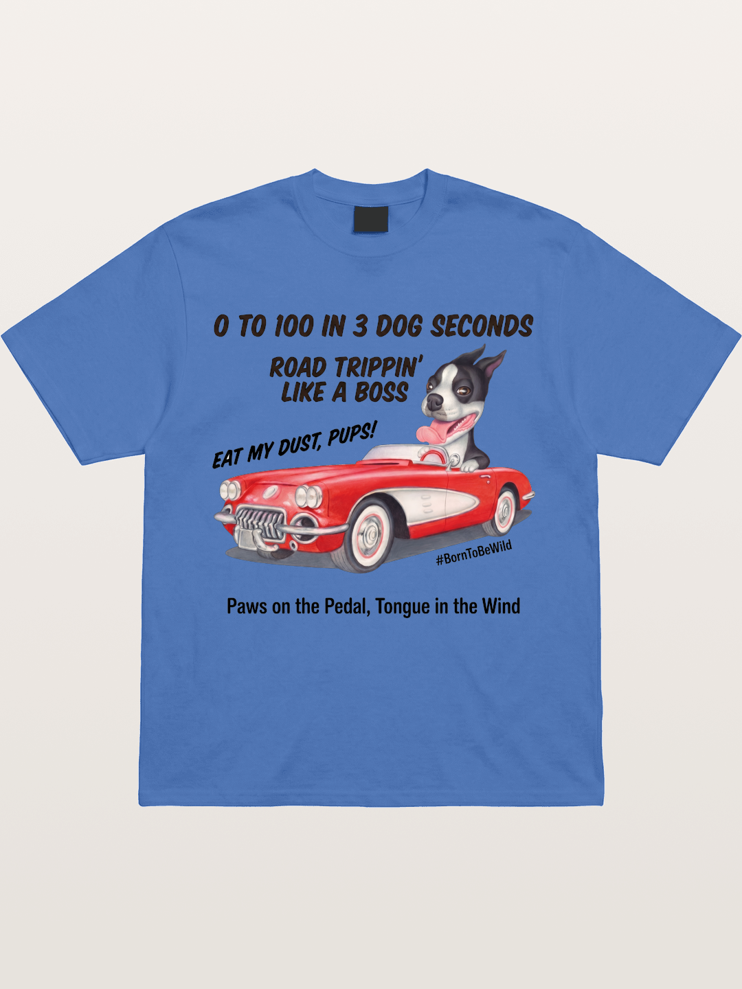 Dog Driving Corvette Road Trip Gildan T-shirt
