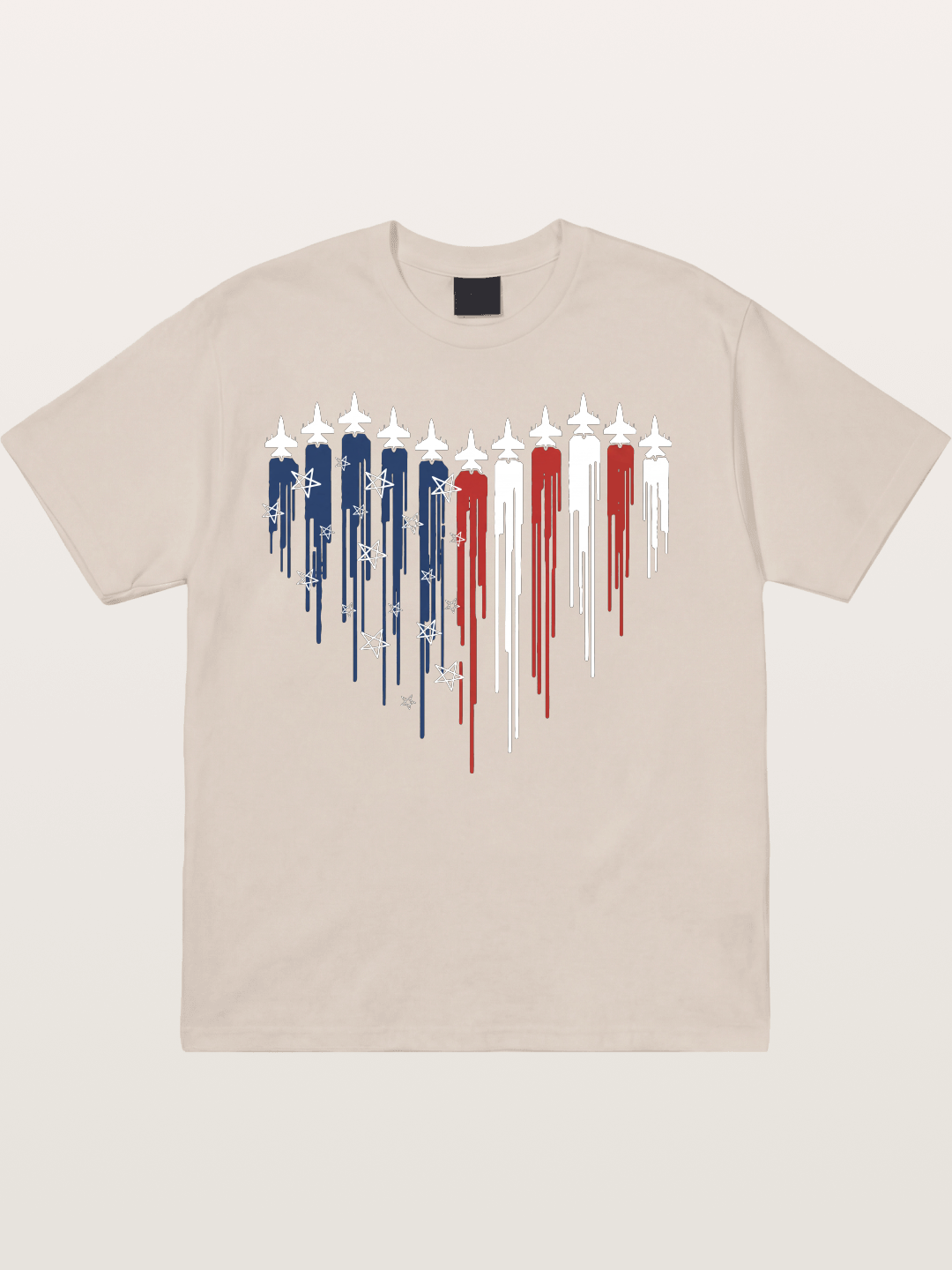 American Flag Paint Drip Design Cotton T-shirt