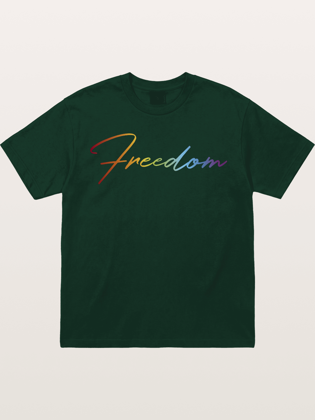 Freedom Rainbow Gradient Script Text Gildan T-shirt