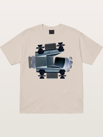 Cybertruck Paper Craft Print Cotton T-shirt