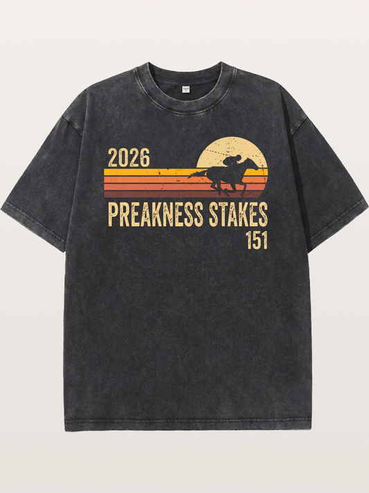 Retro Sunset Preakness Stakes 2026 Washed T-shirt
