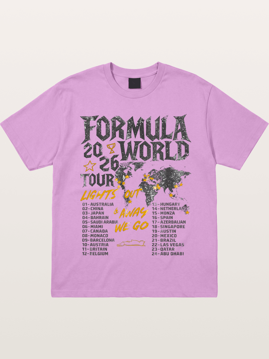 2026 F1 World Tour Poster Gildan T-shirt