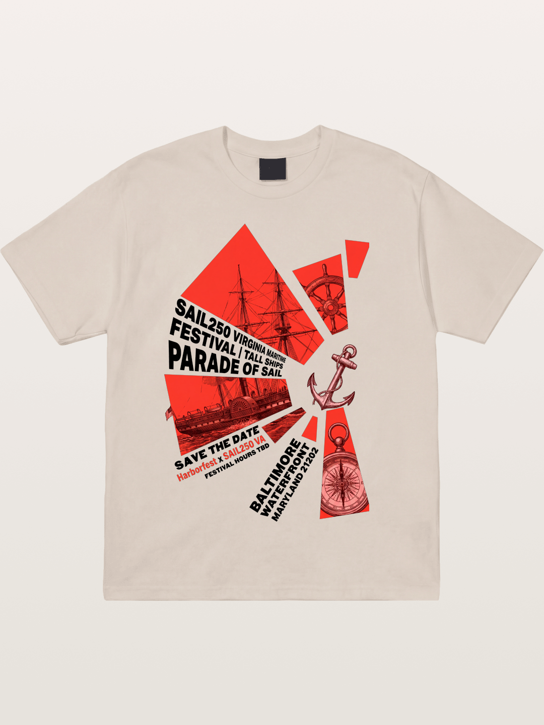 Pink Red Geometric Sail Poster Cotton T-shirt