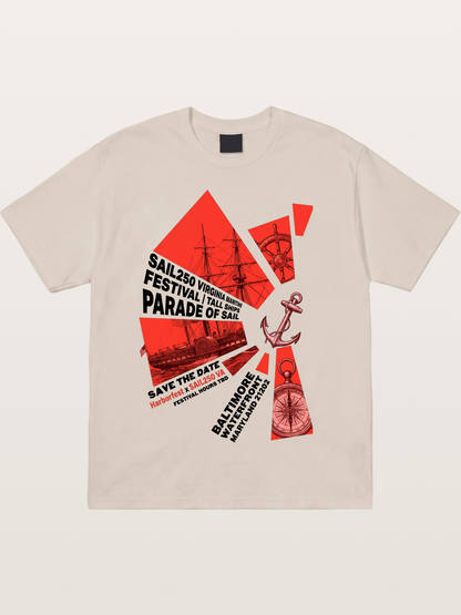 Pink Red Geometric Sail Poster Cotton T-shirt