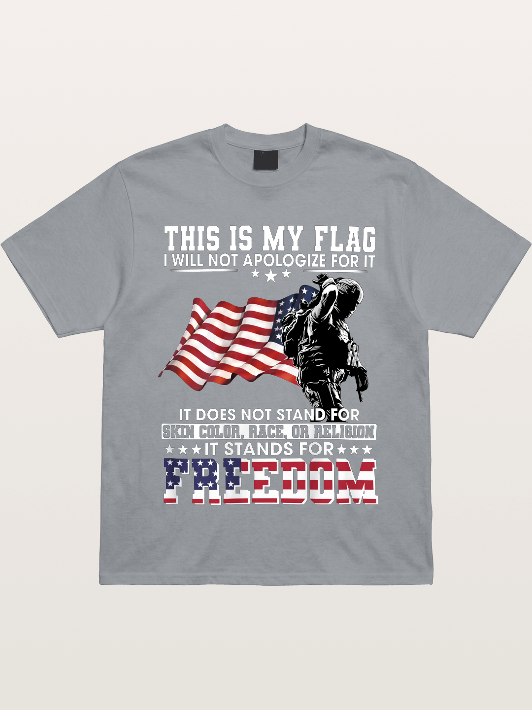 Freedom Soldier American Flag Silhouette Gildan T-shirt