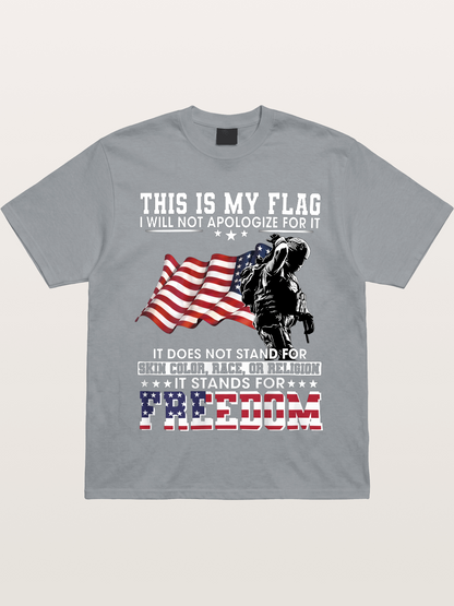 Freedom Soldier American Flag Silhouette Gildan T-shirt