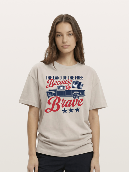 Land of the Free Vintage American Truck Cotton T-shirt