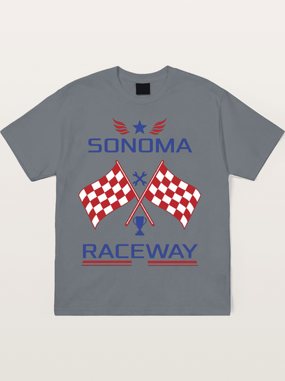 Sonoma Raceway Checkered Flag Crest Cotton T-shirt