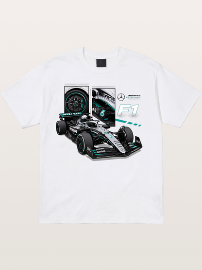 Mercedes Petronas F1 Collage Art Cotton T-shirt