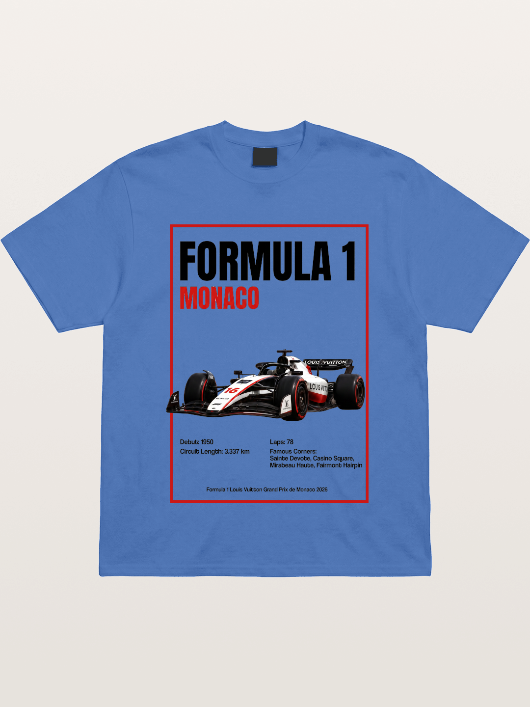 F1 Monaco LV Racing Car Poster Gildan T-shirt
