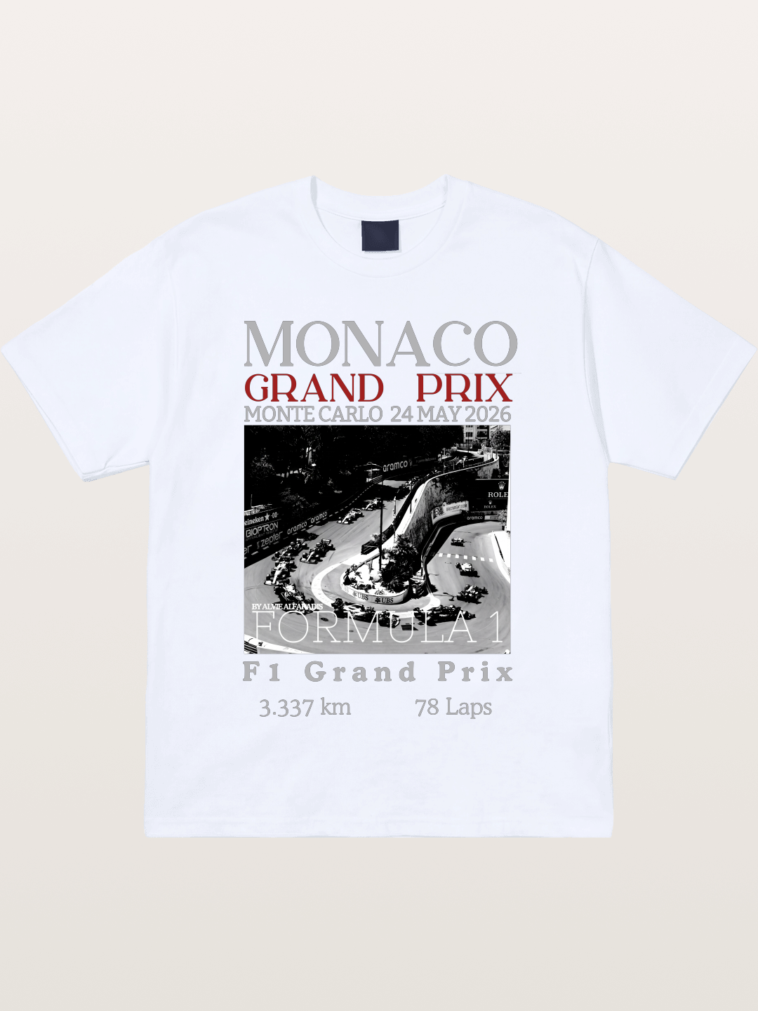Monaco Grand Prix Black White Aerial Gildan T-shirt