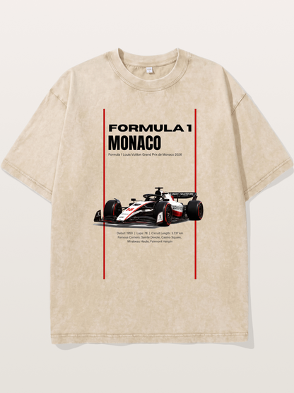 Minimal F1 Monaco Race Card Washed T-shirt