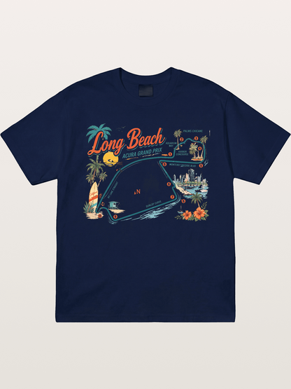 Long Beach Circuit Track Map Graphic Gildan T-shirt