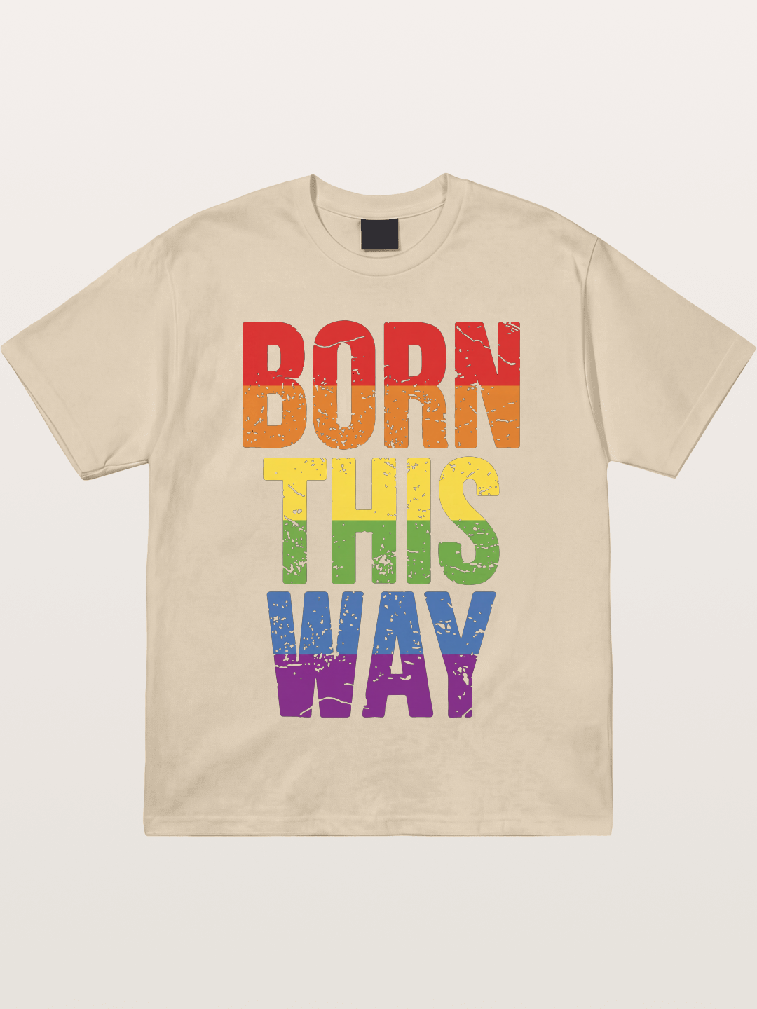 Born This Way Retro Rainbow Text Gildan T-shirt