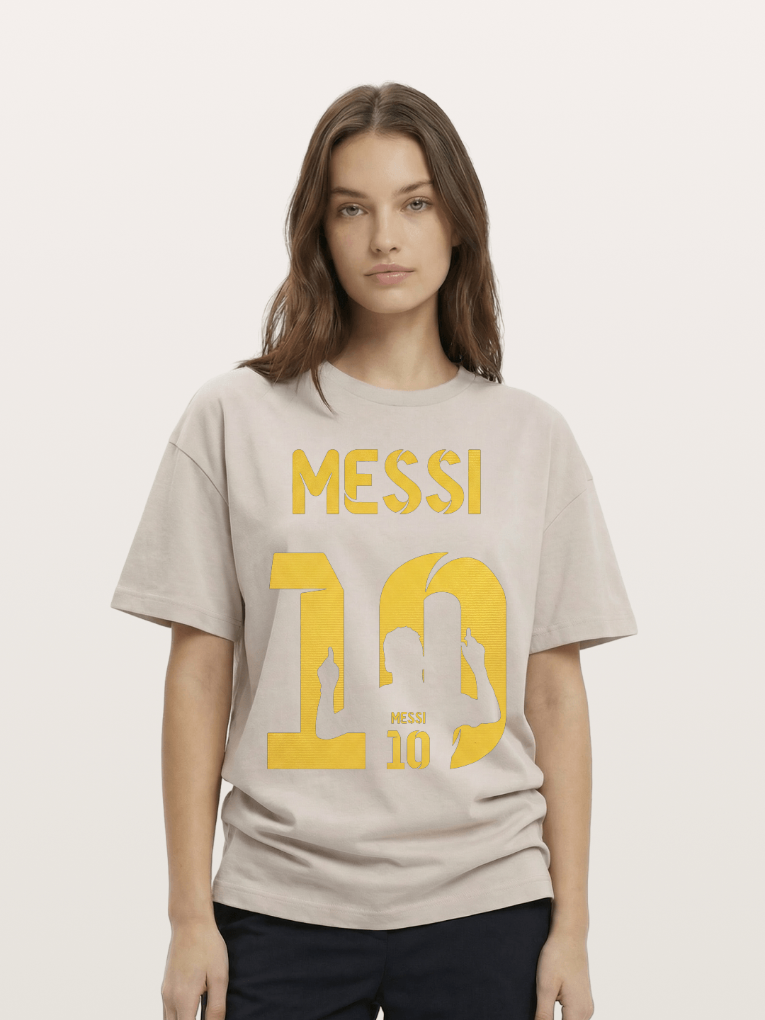 Messi No.10 Gold Silhouette Cotton T-shirt
