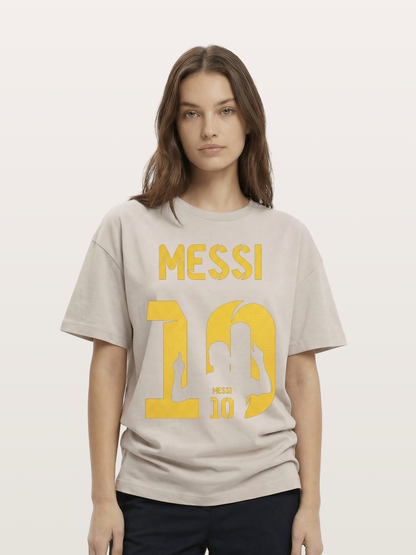 Messi No.10 Gold Silhouette Cotton T-shirt
