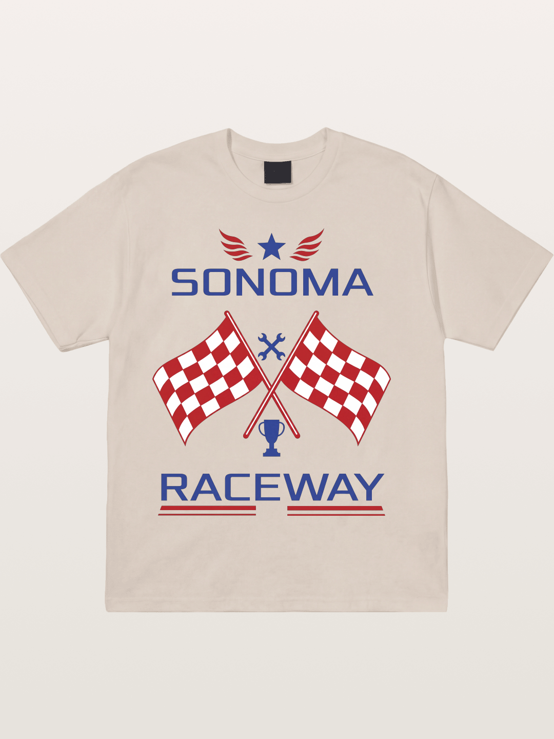 Sonoma Raceway Checkered Flag Crest Cotton T-shirt
