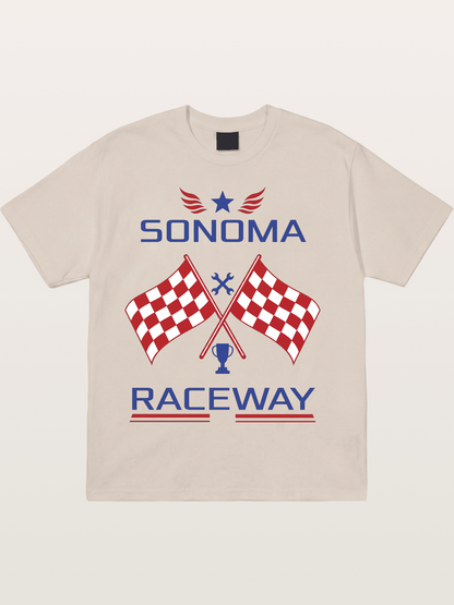 Sonoma Raceway Checkered Flag Crest Cotton T-shirt