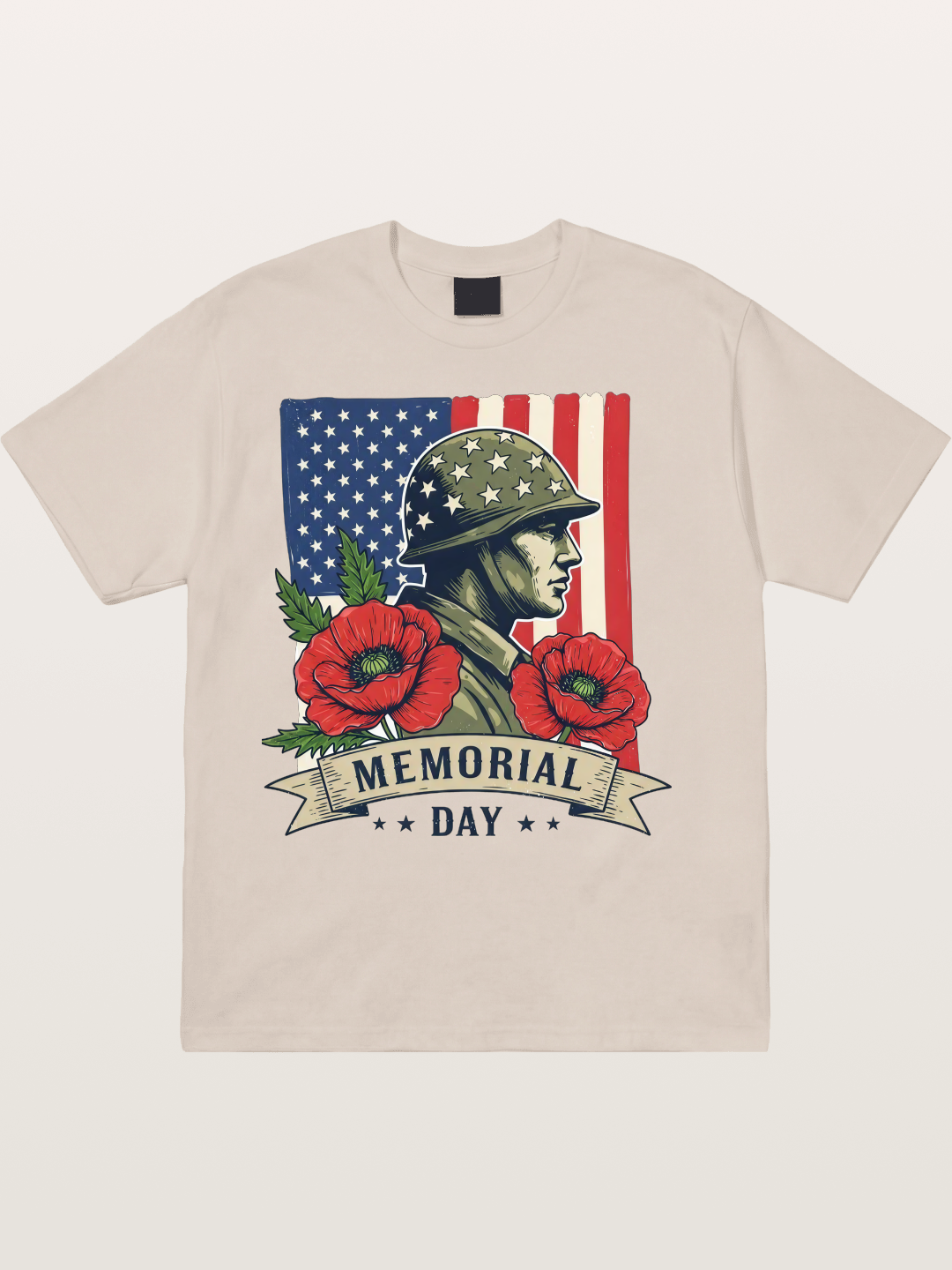 Memorial Day Poppy Soldier Art Cotton T-shirt