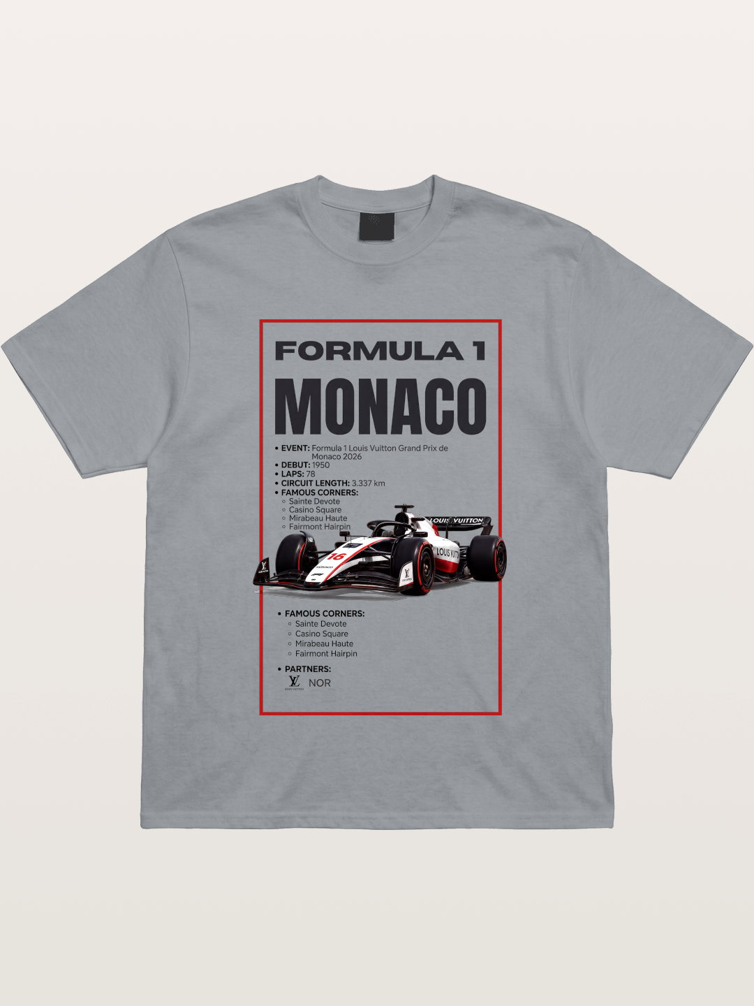 F1 Monaco Grand Prix Fact Sheet Gildan T-shirt