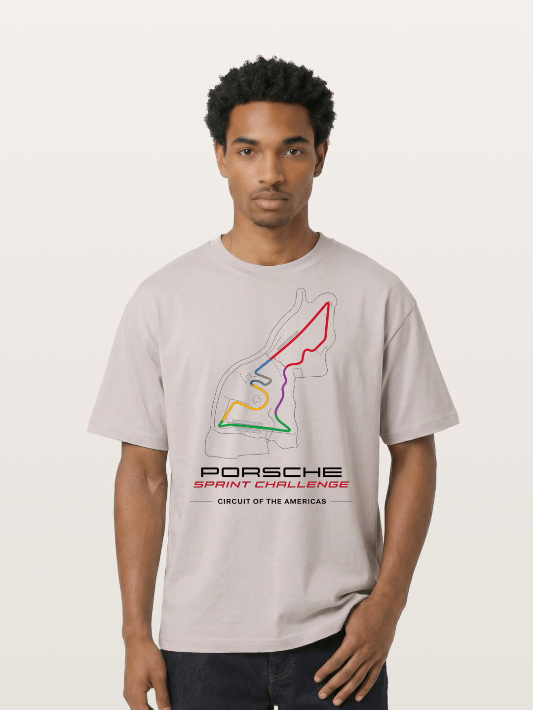 Americas Circuit Colorful Track Map Cotton T-shirt