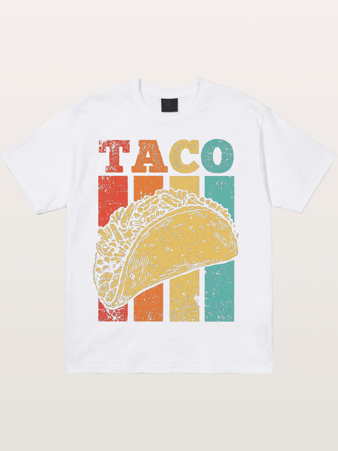 Vintage Taco Retro Stripes Food Cotton T-shirt