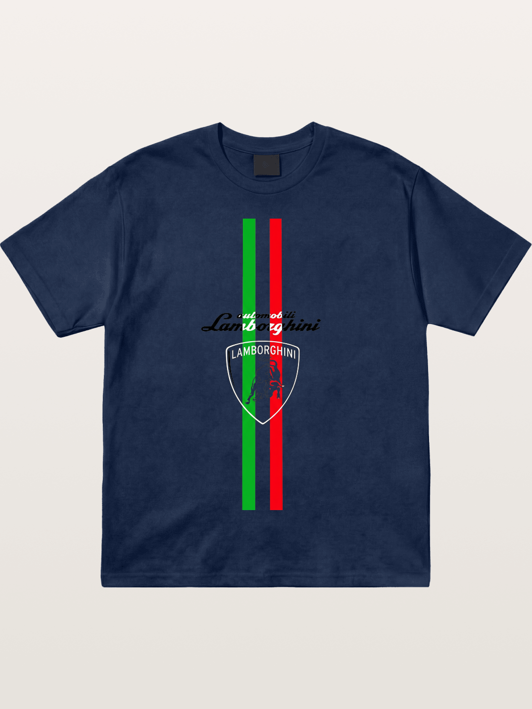 Italian Flag Lamborghini Print Cotton T-shirt