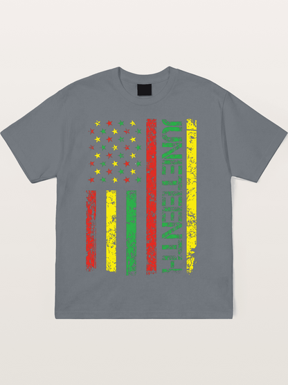 Juneteenth Stars and Stripes Design Cotton T-shirt