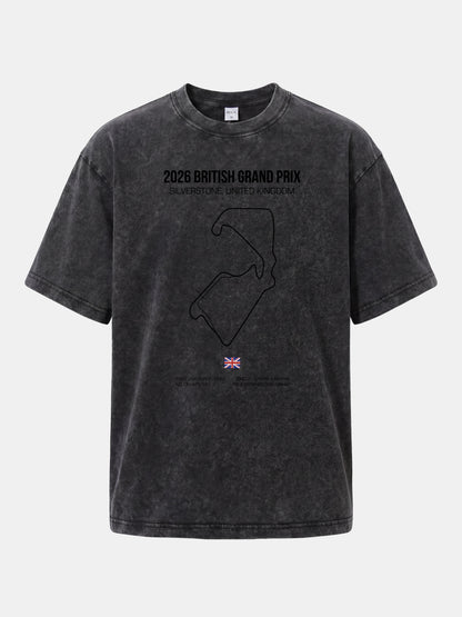 British Grand Prix Silverstone Track Outline Washed T-shirt