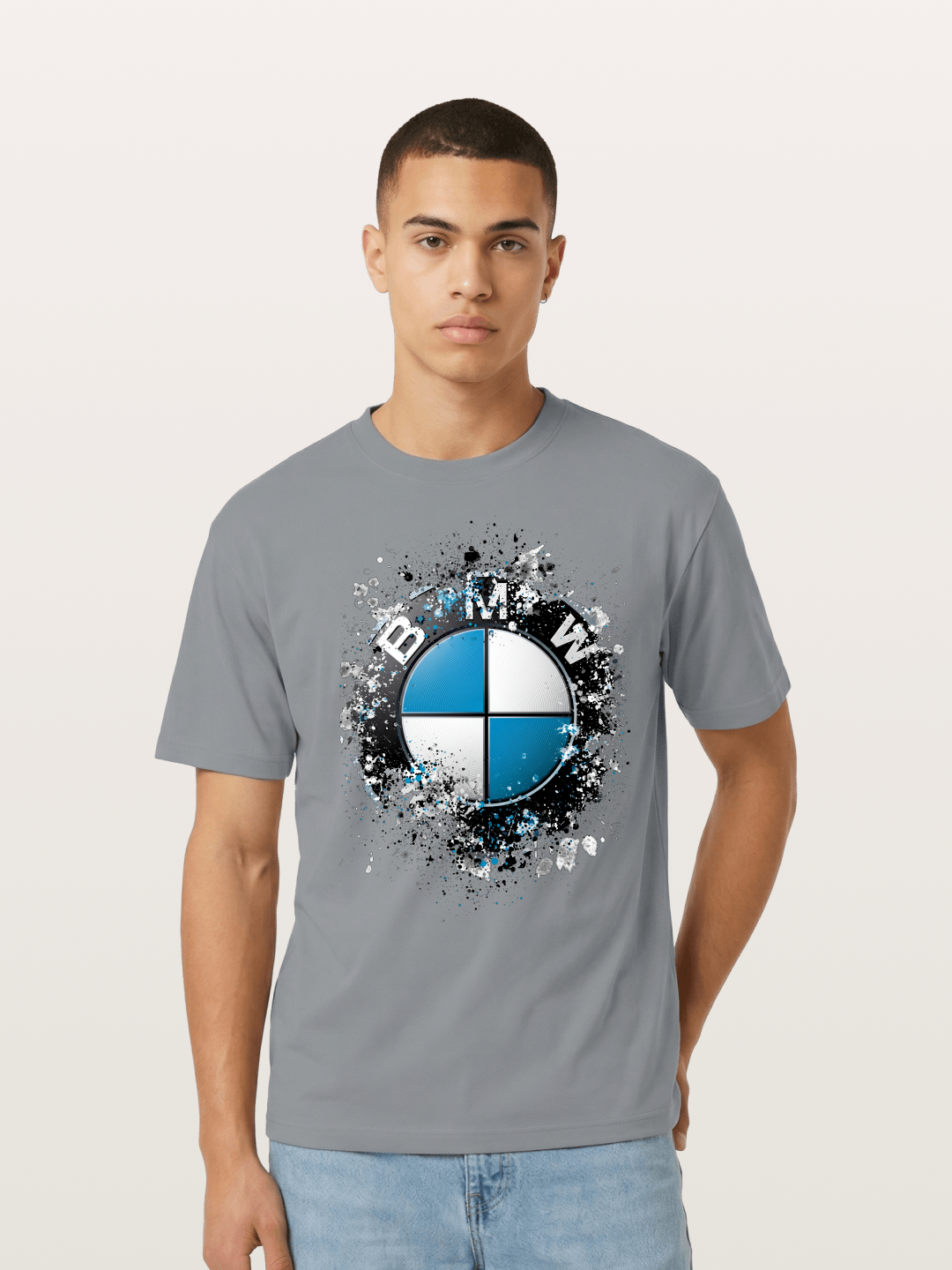 BMW Splash Paint Round Logo Cotton T-shirt