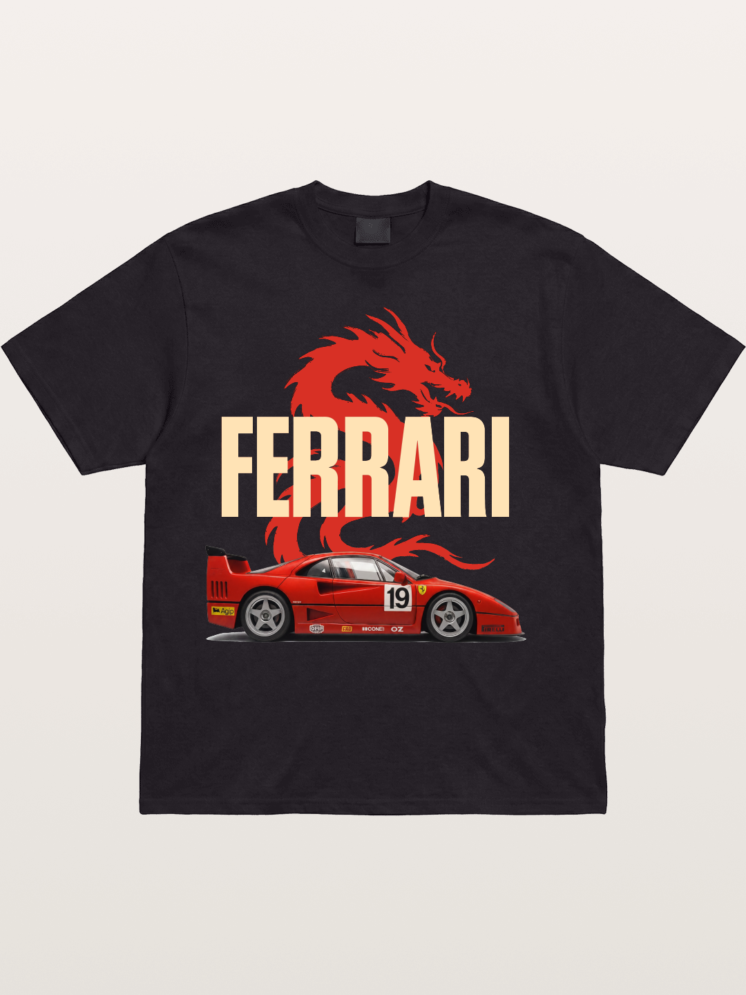 Ferrari F40 Red Dragon Theme Cotton T-shirt