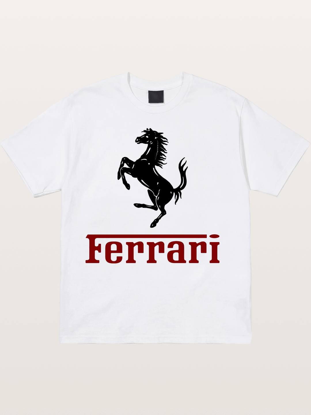 Ferrari Black Horse Logo Cotton T-shirt