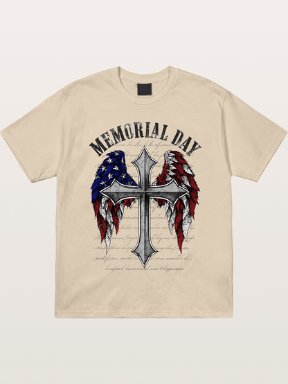 Memorial Day Cross Wings Art Gildan T-shirt