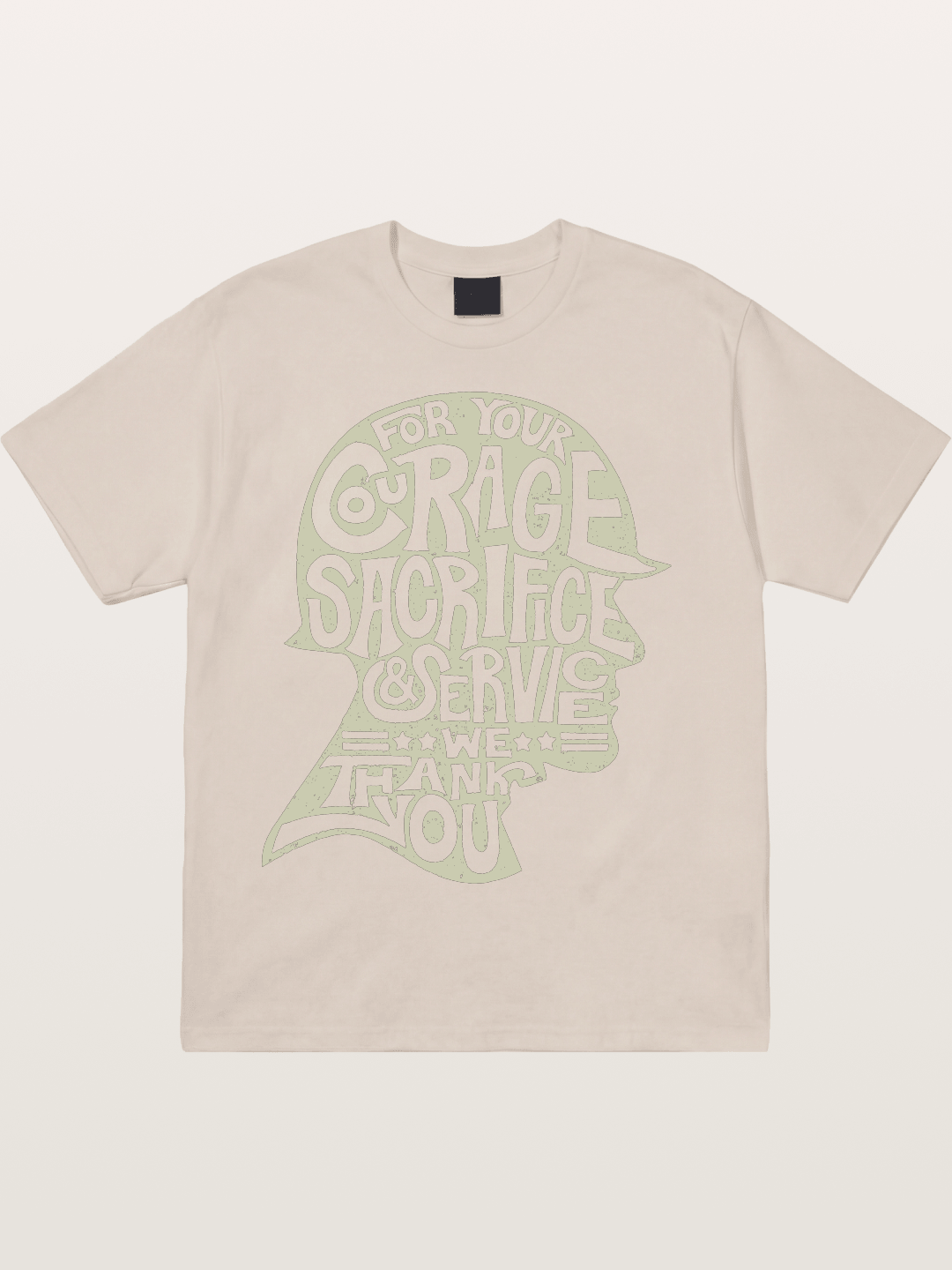 Soldier Helmet Courage Sacrifice Word Art Cotton T-shirt