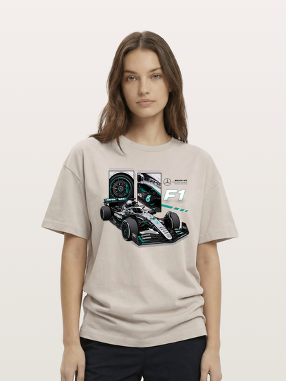 Mercedes Petronas F1 Collage Art Cotton T-shirt