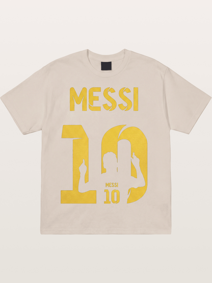 Messi No.10 Gold Silhouette Cotton T-shirt