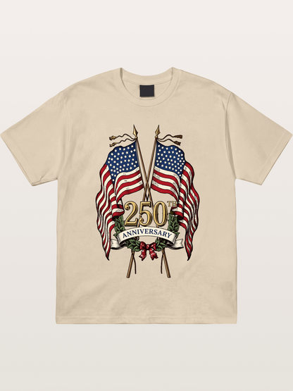 US Flags Anniversary Poster Gildan T-shirt
