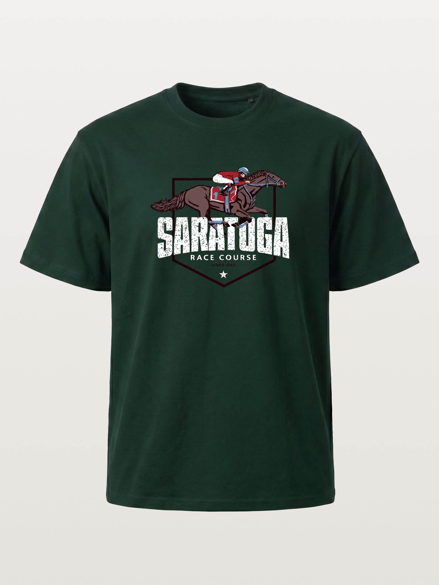 Saratoga Jockey And Horse Illustration Gildan T-shirt