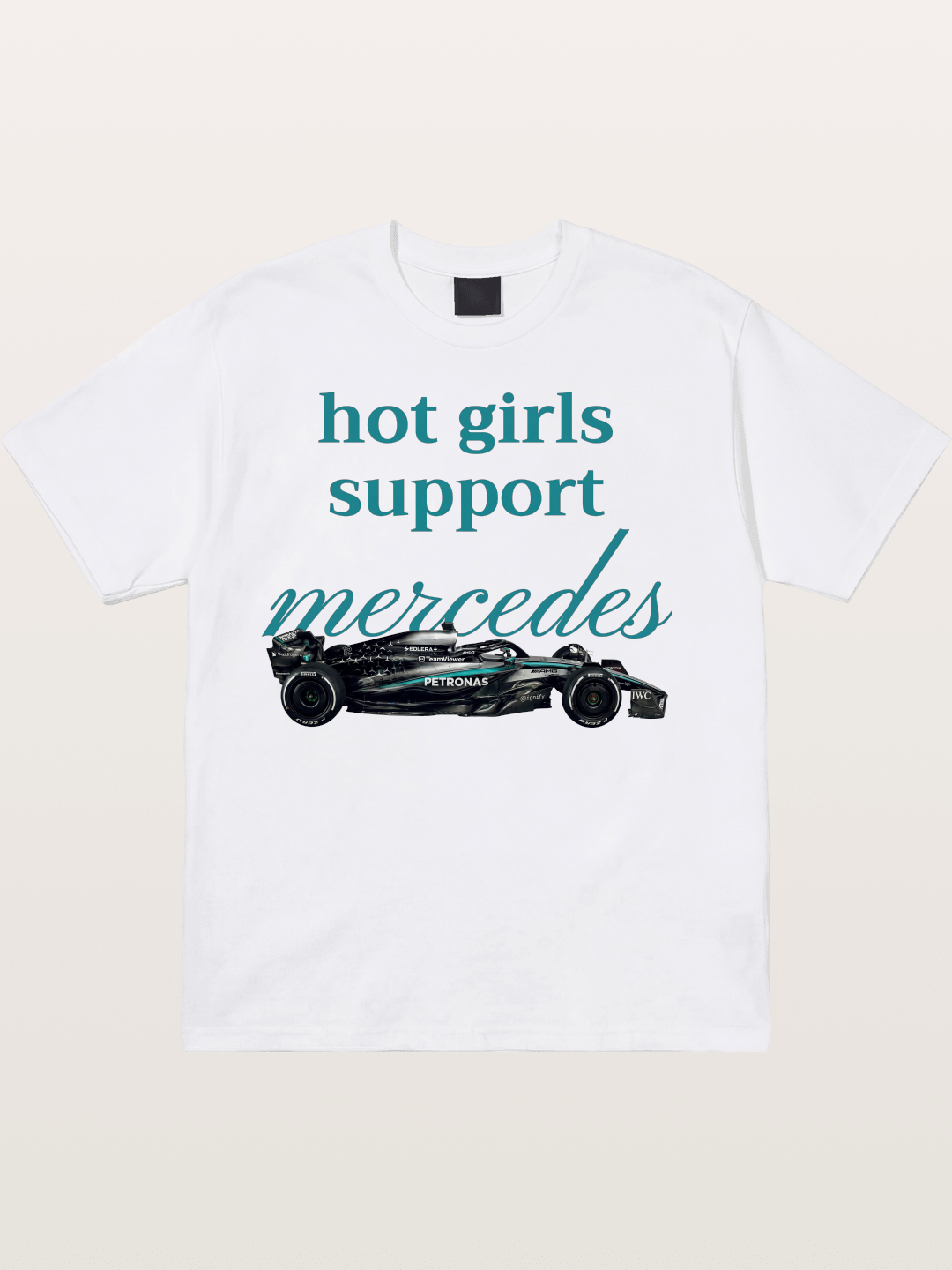 Mercedes F1 Racing Text Print Cotton T-shirt