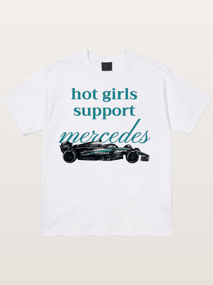 Mercedes F1 Racing Text Print Cotton T-shirt