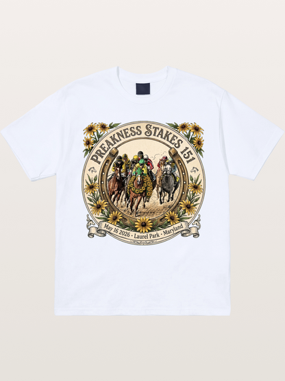 151st Preakness Stakes Horseshoe Badge Gildan T-shirt