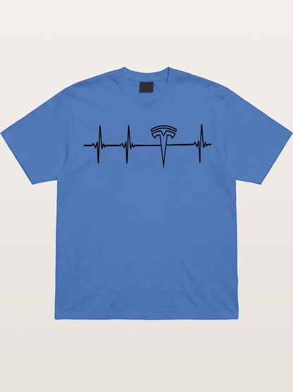 Tesla Logo Heartbeat Sticker Gildan T-shirt
