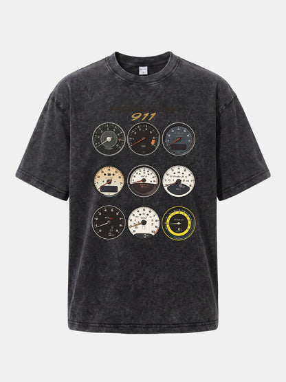 Porsche 911 Cluster Vintage Gauge Set Washed T-shirt