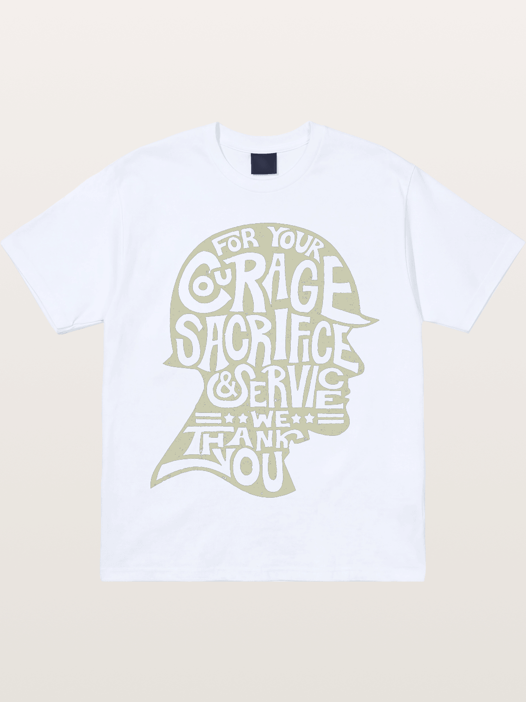 Soldier Helmet Courage Sacrifice Word Art Gildan T-shirt