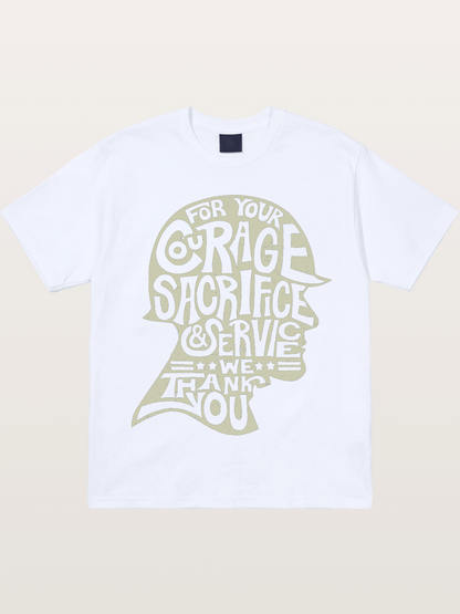 Soldier Helmet Courage Sacrifice Word Art Gildan T-shirt