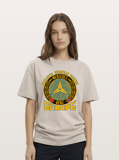 European Fashion Mercedes Print Cotton T-shirt