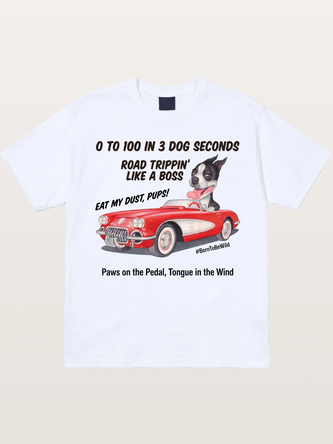 Dog Driving Corvette Road Trip Gildan T-shirt